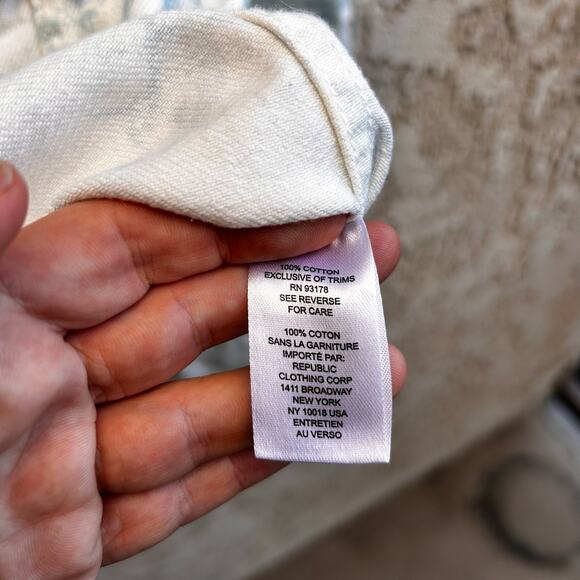 Elie Tahari Toile Printed Raw Hem Denim Jacket White Size L - Picture 6 of 6